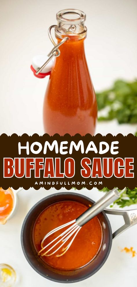 This Homemade Buffalo Sauce Recipe is a bold and flavorful spicy sauce that comes together quickly using just a handful of everyday ingredients. Easy Buffalo Sauce, Best Buffalo Sauce, How To Make Buffalo Sauce, Best Homemade Buffalo Sauce, Low Sodium Buffalo Sauce, Diy Buffalo Sauce, Sweet Buffalo Sauce Recipe, Spicy Buffalo Sauce, Home Made Buffalo Sauce