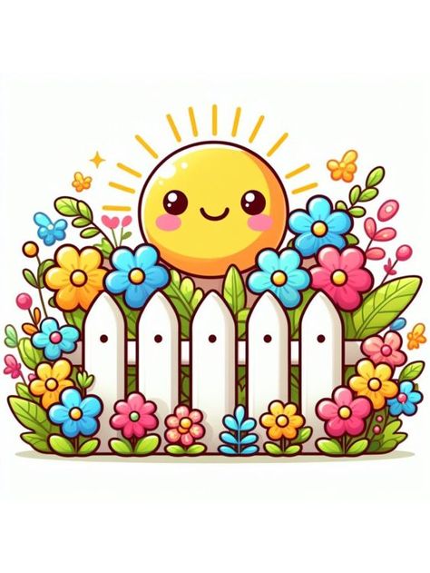 Spring-drawing-idea-picket-fence-with-flowers_bdba12ee-eb98-4204-9dcb-99b081f4840a Spring Drawing Ideas, Fun Drawing Ideas, Spring Cartoon, Beginner Drawing Lessons, Spring Drawing, Snail Art, Easy Art For Kids, Cute Image, Oil Pastels Painting