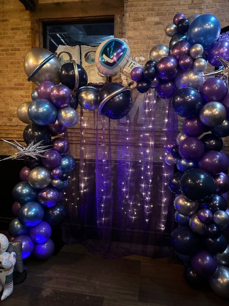 Galaxy Prom Theme, Galaxy Theme Prom, Solar System Party Decorations, Outer Space Prom Theme, Out Of This World Prom Theme, Space Themed Homecoming, Purple Prom Decorations, Space Dance Theme, Space Prom Theme