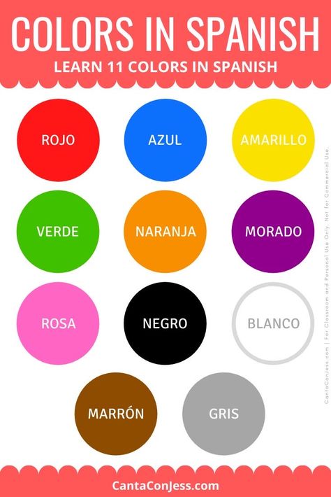 Learn Espanol Spanish Words, Color In Spanish, Learning Spanish Colors, Learning Spanish For Adults, Spanish Colors Printable, Basic Spanish Words For Beginners, Colors In Spanish Free Printable, Learn Spanish For Beginners Free, How To Learn Mexican Spanish