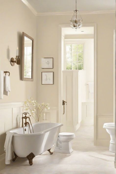 interior design services,bathroom decor ideas,wall painting techniques,paint color matching Alabaster And Pure White Trim, Taupe Bathroom Walls, Alabaster Walls And Trim, Alabaster Bathroom Walls, Bathroom Wall Colors 2024, Best Trim Color For Alabaster Walls, Alabaster Walls With White Trim, Alabaster Benjamin Moore, Sw Alabaster Coordinating Colors