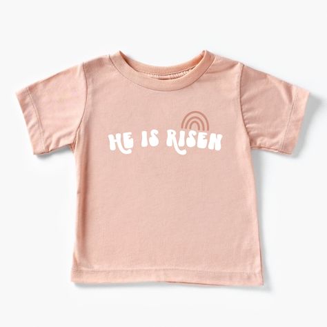 He is Risen Toddler Easter Shirt, baby easter shirt, youth easter, Jesus, happy easter, easter bunny, trendy christian, retro Kids Christian Shirts, Easter Tshirt Designs, Easter Shirt Ideas, Christian Easter Shirts, Heavenly Fashion, Easter Shirts For Kids, Kids Tshirt Ideas, Christian Kids Shirts, Easter Shirts For Women