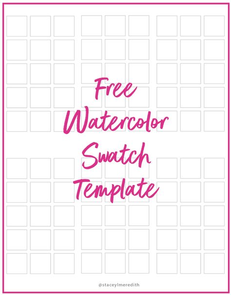 Free watercolor swatch template — Meredith Design Co. Watercolor Templates Printables, Swatching Watercolor, Swatch Card Template, Watercolor Swatch Template, Marker Swatch Template, Watercolor Swatch Cards, Color Swatch Chart Blank, Watercolor Mixing, Watercolor Palette