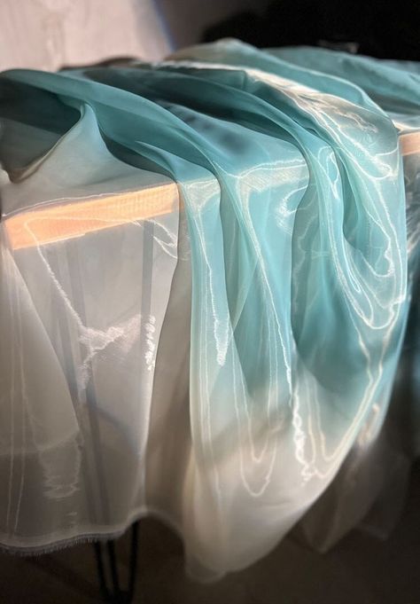 "* Width 57 inch (145cm), listed for 18\" x 57\" (45cm x 145cm). This size is measured on straightened fabric. * Fabric: Polyester organza fabric. Blue and white gradient .Translucent.  * Multiple quantities will come as continuous lengths, one big piece. The sky blue gradient light sense organza is a delicate and ethereal fabric that features a beautiful transition of colors. This lightweight, sheer material is made from synthetic fibers, giving it the subtle shimmer.The fabric have delicate fe Sky Blue Gradient, Ethereal Fabric, Gradient Light, White Gradient, Blue Organza, Serenity Blue, Blue And White Fabric, Our Father In Heaven, Blue Sheers