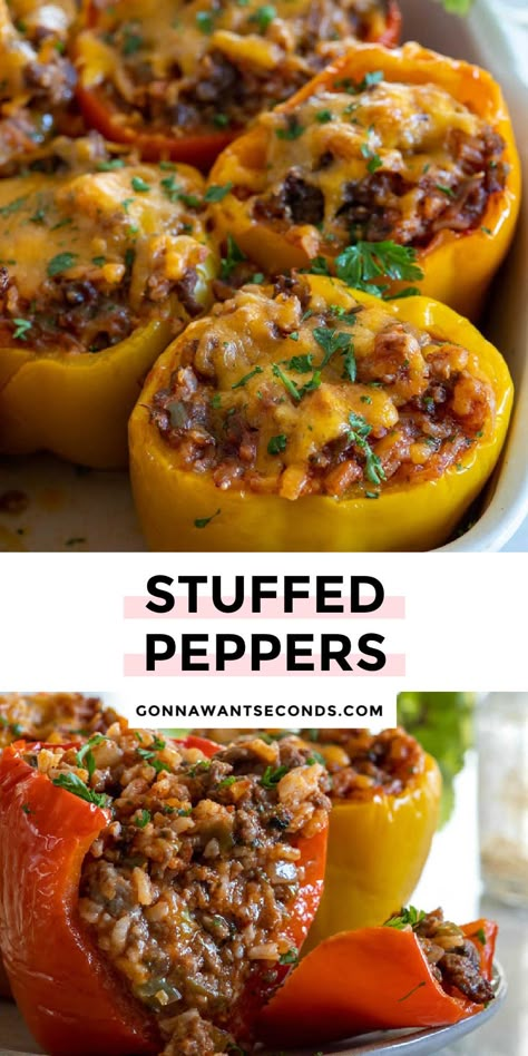 Stuffed Pepper Rings, Alfredo Stuffed Peppers, Stuffed Yellow Peppers, Creamy Stuffed Peppers, What To Serve With Stuffed Peppers, Stuffed Peppers For Two, Best Stuffed Peppers Recipe, Filled Peppers, Mince Meals