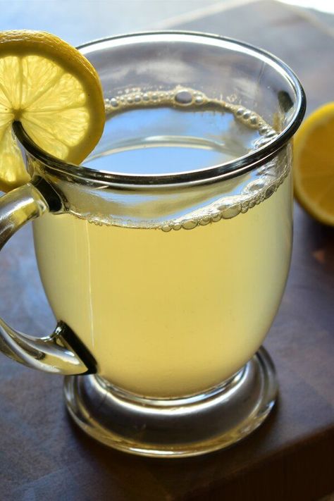 Warm Lemon, Honey, and Ginger Soother | "I've been having some allergy issues the past few days, and this tea really helped clear some of those sinuses! I really like this. It's spicy, and lemony, and just a feel-good drink. " #drinks #drinksrecipes #drinkrecipes Ginger Lemon Tea, Lemon And Honey, Honey Drink, Mediterranean Meals, Honey Ginger, Honey Water, Lemon Honey, Hot Toddy, Ginger Recipes