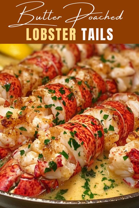 Butter Poached Lobster Tails Butter Lobster Tail Recipe, Butter Poached Lobster Tails, Fresh Lobster Recipes, Poached Lobster Tail Recipe, How To Make Lobster Tails, Frozen Lobster Tail Recipe, Baked Lobster Tail Oven, How To Cook Lobster Tails, Lobster Tails Recipes