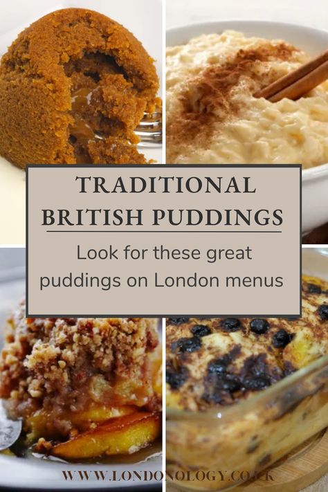 English Pudding British Desserts, Pub Deserts, English Dinner Ideas, Classic British Recipes, British Picnic Food, British Pudding Recipes, Classic British Food, British Comfort Food, English Pudding Recipes