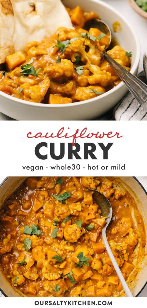 Roasted Cauliflower Curry, Curry With Sweet Potatoes, Picky Eater Lunch, Picky Eaters Dinner, Picky Eaters Recipes, Coconut Broth, Cooking Curry, Sweet Potato Curry, Curry Spices