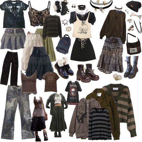 Grunge Fashion Board, Grunge Outfits Aesthetic Girl, Gruge Outfits Girl, Grunge Outfits Inspiration, Grunge Fairycore Outfits Aesthetic, Fairy Grunge Aesthetic Clothes, Goth Fit Ideas, Twilightcore Aesthetic Outfits, Fairygrunge Aesthetic Outfits