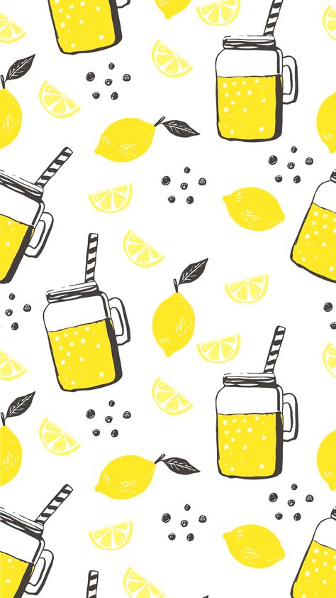 Lemonade Background, Screen Printing Layers, Lemonade Wallpaper, Tumblr Yellow, Pattern Design Inspiration, Fruit Wallpaper, Watercolor Fruit, Wallpapers For Iphone, Wallpaper Iphone Disney