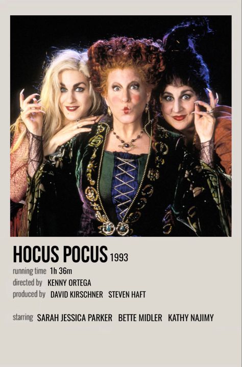 minimal polaroid movie poster for hocus pocus Halloween Movie Poster, Movie Poster Room, Hocus Pocus Movie, Kenny Ortega, Movie Collage, Halloween Movie Night, Halloween Film, Iconic Movie Posters, Movie Card