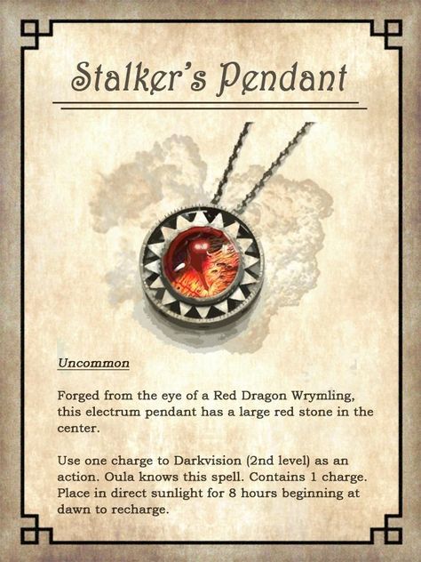 Magic Pendant Fantasy Art, Dnd Cursed Items, D&d Magic Items, Magic Items Dnd, Dnd Equipment, Dnd Loot, Magical Item, Homebrew Items, Dungeons And Dragons Rules