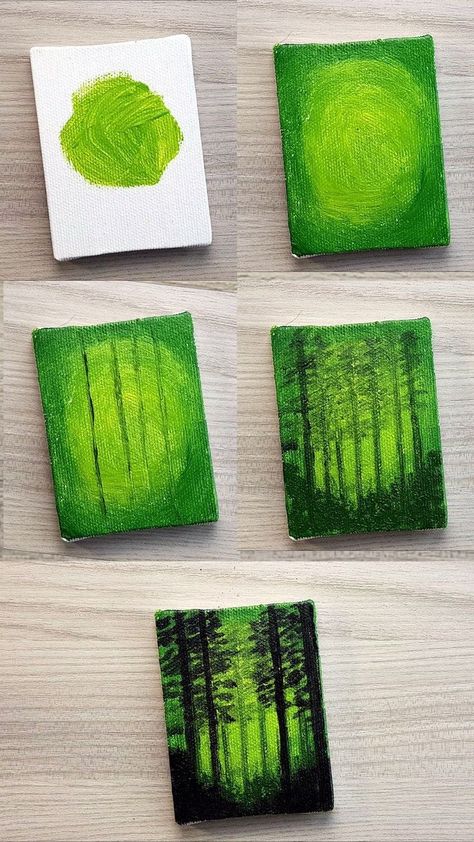 Painting Ideas Acrilyc, Easy Painting Inspiration Simple, Green Themed Painting Ideas, Aesthetic Stuff To Draw Easy, Painting Ideas Silhouette, Painting On Paper Ideas, Green Painting Ideas Art Acrylic, Small Painting Ideas Mini Canvas Easy, Acrilyc Paintings Ideas