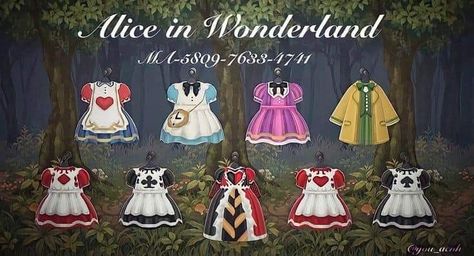 Disney Codes, Halloween Alice In Wonderland, Circus Design, Motif Acnl, Alice In Wonderland Dress, Animal Crossing Funny, Animal Crossing Memes, Acnh Design, Animal Crossing Wild World