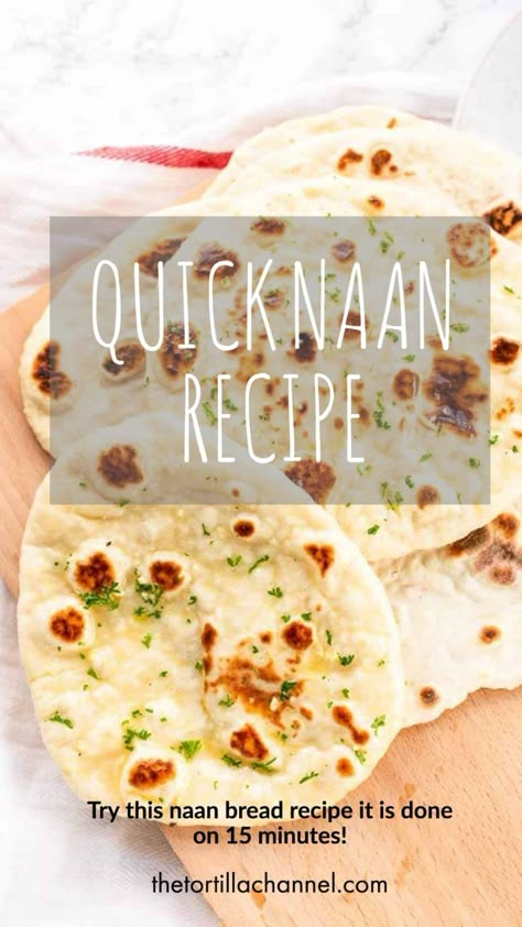 Quick Naan Bread Recipe, Naan Bread Recipe No Yeast, Naan Bread Recipe Easy, Quick Naan, Garlic Naan Bread Recipe, Easy Naan Recipe, Make Naan Bread, Pain Naan, Homemade Naan