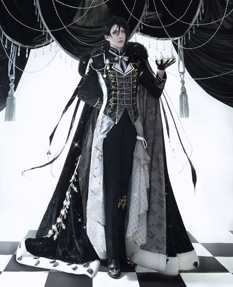 Black King Outfit Royal, Knight Clothes Male, Black Prince Outfit, Royal Servant Outfit, Knight Outfit Men, King Outfits Royal, Fantasy Prince Outfit, Male Fantasy Clothing, Butler Outfit