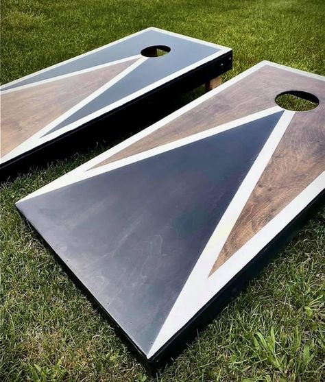 Making Cornhole Boards, Cornhole Boards Designs Stained, Black And White Cornhole Boards, Bags Boards Designs, Stained Cornhole Boards Design, Western Cornhole Boards, Corn Hole Boards Designs Diy, Diy Cornhole Boards Paint, Corn Hole Board Ideas