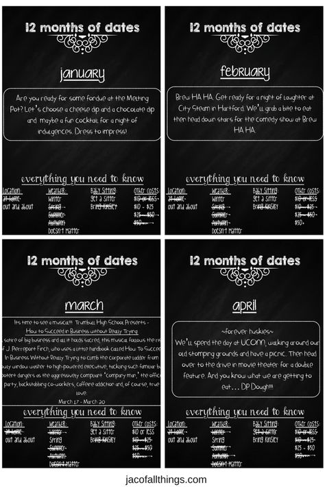 12 months of dates is the perfect date night gift idea for your husband, wife, boyfriend, or girlfriend. Put together a year of dates for ongoing fun activities to enjoy with your special someone. A great present for your anniversary, Christmas, Valentine’s Day, Birthday, or just because. Birthday Present For Husband, Present For Husband, Date Night Gifts, Marriage Ideas, Best Boyfriend Gifts, Presents For Boyfriend, Christmas Gifts For Husband, Boyfriend Diy, Gifts For Boyfriend