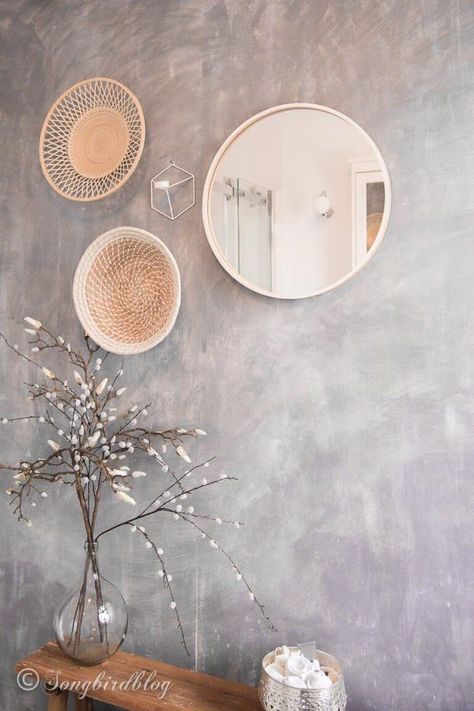 14 Wall Painting Ideas You Have To Try While Staying at Home Concrete Wall Finish, Chalkboard Wall Diy, Faux Concrete Wall, Watercolor Mural, Herringbone Wall, Painting House, Faux Walls, Wall Painting Techniques, Diy Wall Painting