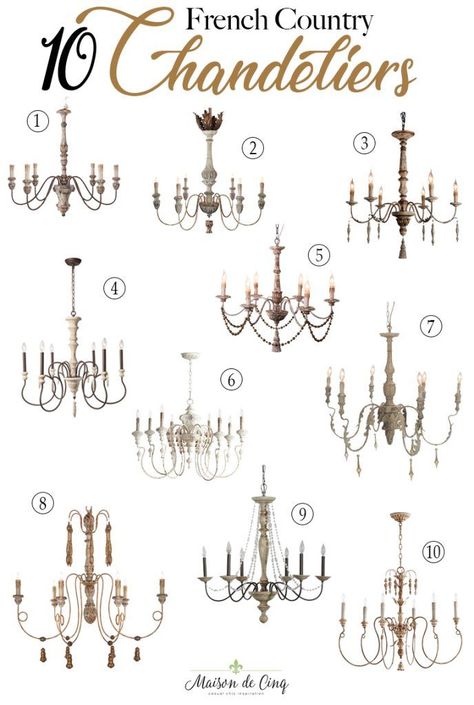 Ten of the Most Stunning Rustic French Country Chandeliers!  • French Country Home Decorating • Farmhouse, modern style for house appartment & cottage interiors • Rugs, pillows, wndow treatments curtains & accessories Parisian ideas • Provance • Diy French Country Decor, French Style Chairs, French Country Rug, French Country Chandelier, Club Sofa, Country Chandelier, Rustic French Country, French Country Bedrooms, French Country Kitchens