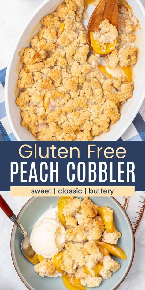 Gluten Free Peach Cobbler Recipe, Gluten Free Cobbler, Gluten Free Peach Cobbler, Gluten Free Cake Mixes, Cobbler Easy, Free Diet Plans, Lactose Free Recipes, Peach Cobbler Easy, Lactose Free Diet