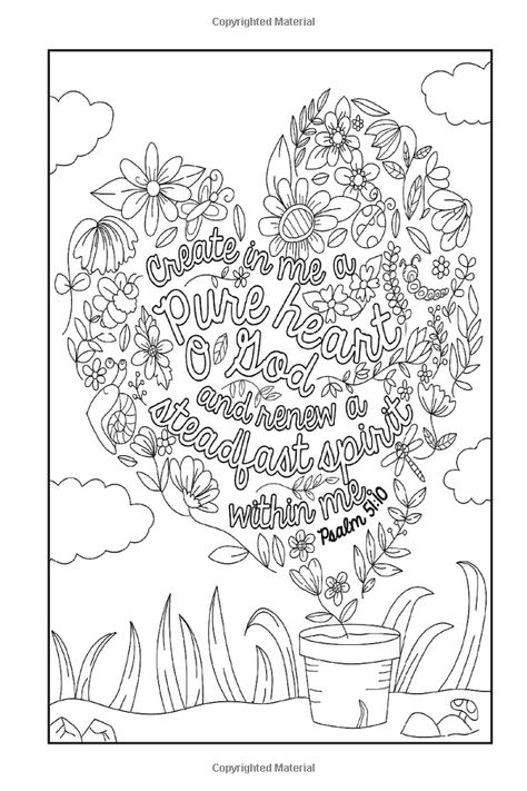 Create in me a pure heart, O God, and renew a steadfast spirit within me. -Psalm 51:10: Bible Psalms Journal & Coloring Book: Color Happy: 9781688233430: Amazon.com: Books Psalm 51 10, Bible Psalms, Bible Verse Coloring Page, Jesus Book, Scripture Coloring, Coloring Book Download, School Store, Psalm 51, Color Sheets