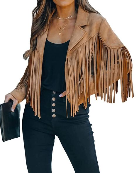 Tassel Jacket, Faux Leather Jacket Women, Motorcycle Jacket Women, Fringe Leather Jacket, Suede Moto Jacket, Work Chic, Trendy Jackets, Faux Suede Jacket, Fringe Jacket