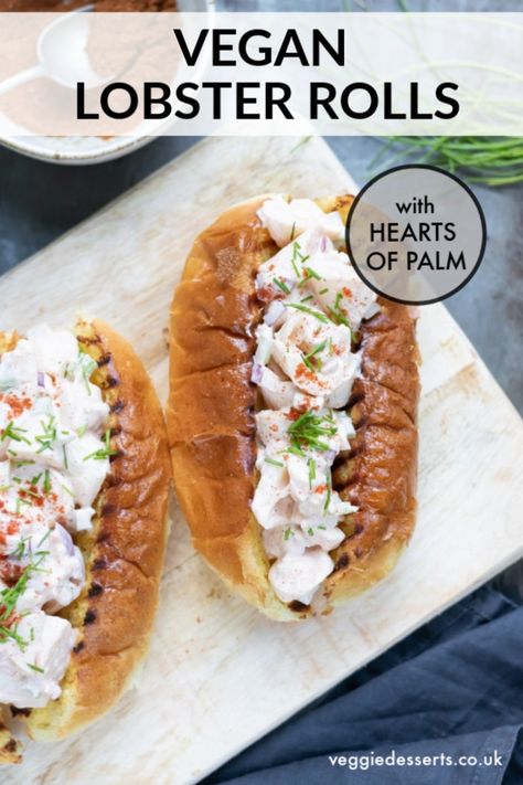 Vegan Lobster Roll, Vegan Lobster, Food Sandwiches, Lobster Roll Recipes, Vegan Crab, Vegetarian Recipes Lunch, Classic Sandwich, Hearts Of Palm, Vegan Fish