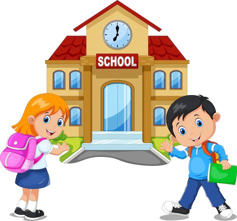 Aktiviti Prasekolah, Back To School Pictures, Kids Going To School, Student Cartoon, Art School Supplies, School Images, School Wall Art, School Cartoon, Back To School Kids