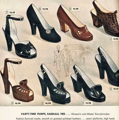 1940s Shoes, Fashion 1940s, 40s Fashion, Va Va Voom, Retro Shoes, 1940s Fashion, Evening Shoes, Vintage Glamour, Mode Vintage