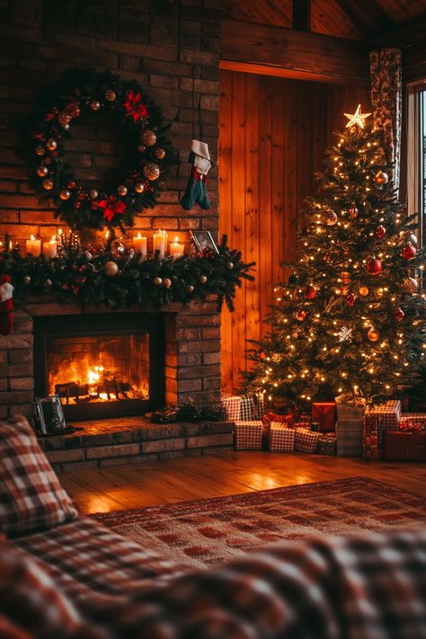 Transform your home into a winter wonderland with cozy decor! Warm up by the fireplace, surrounded by twinkling lights and festive ornaments. Perfect for creating a magical holiday atmosphere. #WinterHomeDecor #CozyLiving #HolidayStyle Cozy Xmas Decor, Cozy Fireplace Christmas, Christmas Pics At Home, Cozy Christmas Cabin Aesthetic, Warm Christmas Decor Ideas, Christmas Warm Aesthetic, Christmas Pics Aesthetic, Christmas Photos Aesthetic, Cozy Fall Aesthetic Home