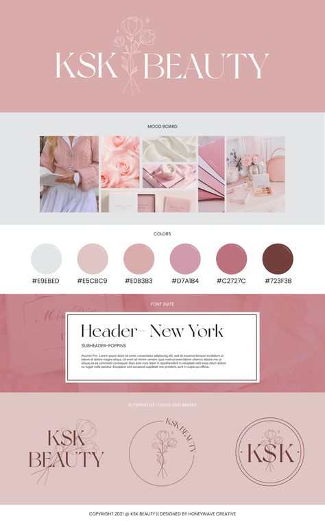 Soft Pink Branding, Color Palette Beauty Brand, Elegant Pink Color Palette, Color Palette For Beauty Brand, Light Pink Branding, Pink Branding Board, Counseling Branding, Logo Color Palette Branding, Blush Pink Branding