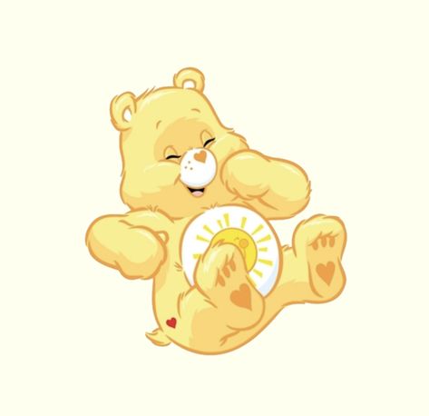 Yellow Care Bear, Bear App, Sunshine Bear, Funshine Bear, Spongebob Painting, Bear Drawing, Kids Background, Animal Cross Stitch Patterns, Wall Drawing