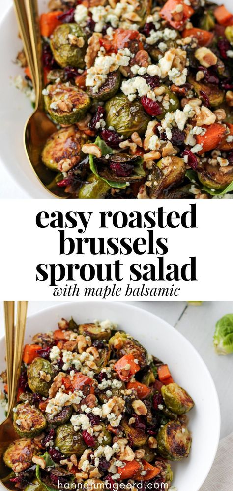 Roasted Vegetables With Brussel Sprouts, Brussel Sprout Recipes With Honey, Salad Recipes With Brussel Sprouts, Brussel Sprout Recipes Make Ahead, Brussels Sprouts Recipe Vegetarian, Brussels Sprout Bowl, Fall Salad Vegetarian, Winter Veggie Salad, Best Winter Salad Recipes