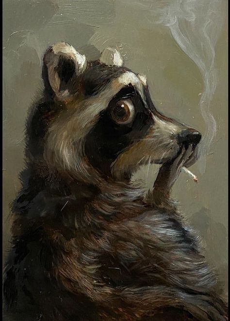 Raccoon Painting, Cute Raccoon, Funny Drawings, Racoon, Art Reference Poses, Pet Portraits, Animal Art, Digital Illustration, Funny Animals