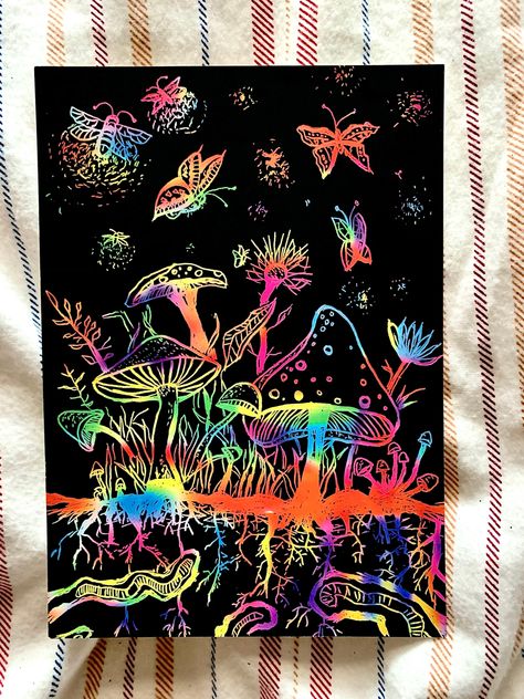 Scratchbook Art, Rainbow Scratchboard Art, Scratch Paper Art Ideas, Black Scratch Paper Art, Scratch Book Ideas, Scratch Book Art, Scratch Art Ideas Easy, Scratch Art Designs, Rainbow Scratch Art Ideas