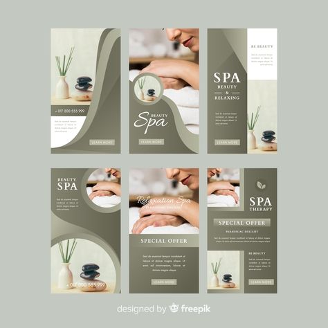 Free Vector | Spa instagram stories template Spa Brochure, Spa Flyer, Instagram Stories Template, Spa Menu, Brochure Design Layout, Spa Business, Instagram Template Design, Leaflet Design, Spa Design