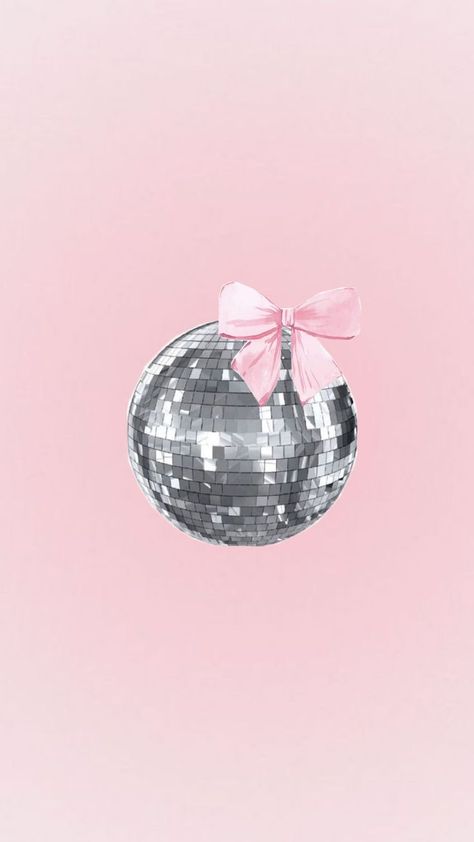 Pink Silver Aesthetic, Pink Disco Ball, Silver Aesthetic, Bow Wallpaper, Disco Balls, Baby Life, Disco Ball, Pink Bow, Home Screen