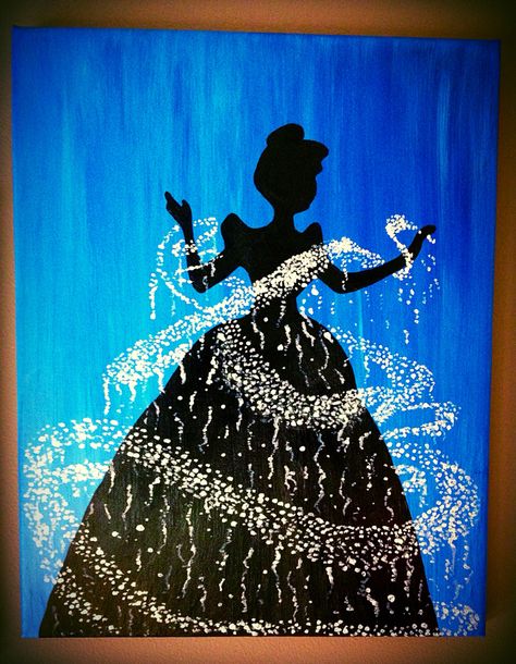 Cinderella Painting, Drawing Cartoon Characters Sketches, Cinderella Drawing, Color Wheel Art Projects, Cinderella Art, Sunset Canvas Painting, Record Painting, Disney Canvas Art, Disney Canvas