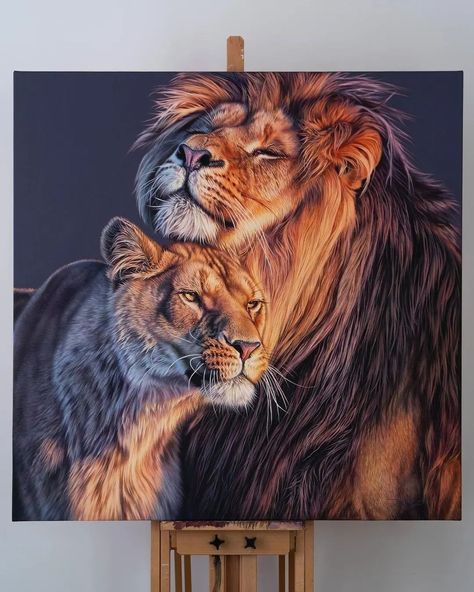 Animal Composition, Lion Canvas Painting, Portrait Painting Tutorial, Biro Art, Wild Animal Wallpaper, Lion Painting, Wild Animals Pictures, Cat Art Illustration, Photo To Art