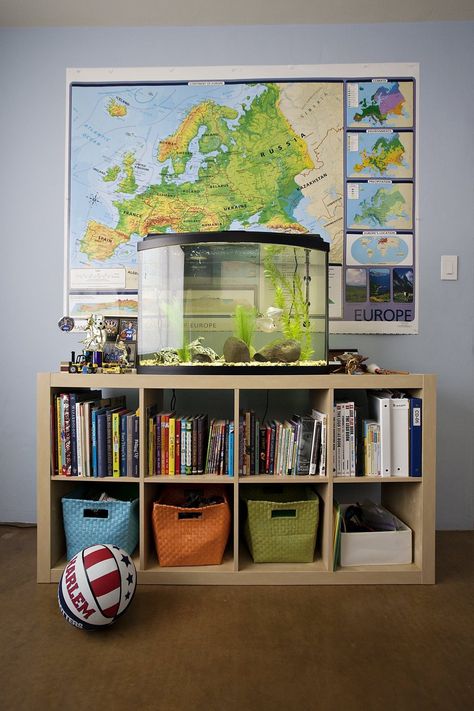 Fish tank for the boys room either on top of the dress or this love it Turtle Tanks, Country Style Living Room, Fish Tank Stand, Small Fish Tanks, Best Kitchen Design, Fish Tank Design, Ikea Expedit, Living Space Decor, Tank Stand