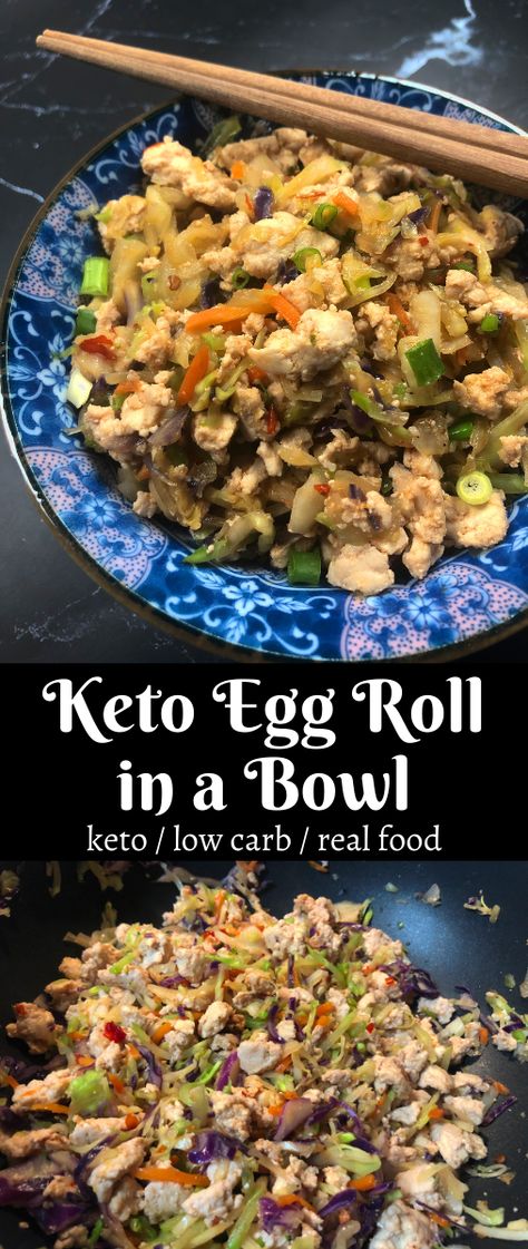 If you're on the keto diet and haven't had an egg roll in a while, this Keto Egg Roll in a Bowl recipe is perfect for you! All the delicious egg roll ingredients and flavors, minus the carbs! Also with one small twea, this is also a paleo/gluten free meal! Eggroll Recipes, Healthy Egg Rolls, Keto Egg Roll, Vegetable Egg Rolls, Egg Roll Ingredients, Pork Egg Rolls, Eggroll In A Bowl, Egg Roll In A Bowl, Egg Roll Recipes