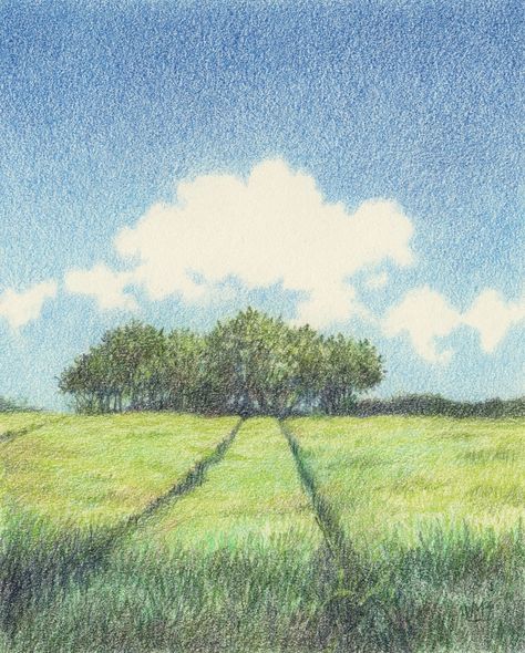 Crayon Drawing Aesthetic, Color Pencil Landscape, Landscape Colored Pencil, Colored Pencil Art Ideas, Colour Pencil Art Landscapes, Pencil Color Art, Pencil Crayon Drawing, Pencil Color Drawing, Color Pencil Drawings