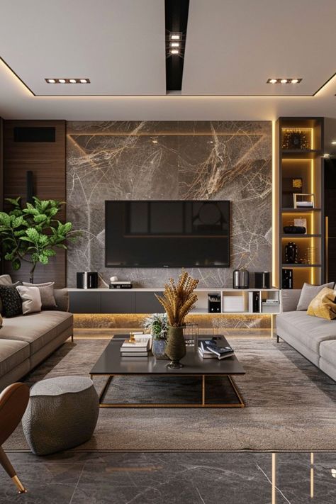 Transform Your Space with Contemporary Living Rooms 🛋️✨ Design a sleek and modern living room with contemporary decor ideas. Use clean lines, neutral colors, and stylish furniture for a fresh and sophisticated look. 🌿🏡 #ContemporaryLivingRoom #HomeDecor #ModernDesign #LivingRoomInspo Tv Wall Furniture, Tv Unit Design Modern Living Luxury, Living Rooms Design, Luxury Tv Wall, Ruang Tv, Contemporary Living Rooms, Modern Tv Unit Designs, Tv Unit Design Modern, Contemporary Living Room Design