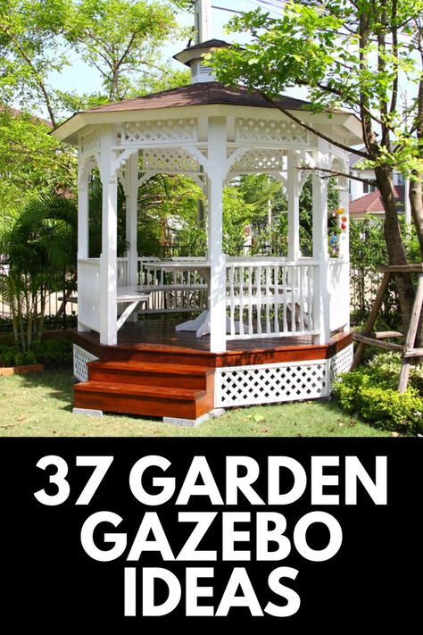 Secret Garden Gazebo, Small Gazebo Ideas Backyard Outdoor, Plants Around Gazebo Landscaping Ideas, Country Gazebo Ideas Backyard, Beautiful Gazebo Ideas, Octagon Gazebo Ideas Backyard, Gazebo Planting Ideas, Gazebo Colors Ideas, Gazebo Decoration Ideas