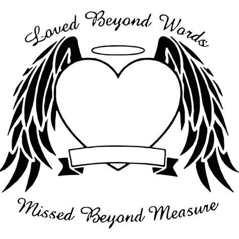 In Loving Memory Tattoos, Remembrance Tattoos, Cricut Stencils, Memorial Tattoo, Silhouette Clip Art, Cricut Projects Beginner, Memorial Tattoos, Heart With Wings, Cricut Craft Room