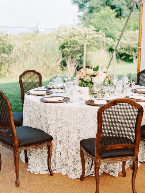 White Orchid Centerpiece, Romantic Palette, Lace Tablecloth Wedding, White Wedding Centerpieces, White Floral Centerpieces, Intimate Outdoor Wedding, Setting Table, Ballroom Reception, Blue White Weddings