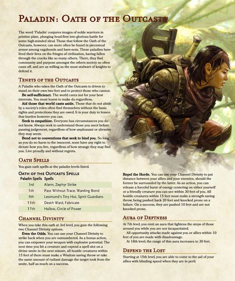 Coastguard (Paladin) Oath Of The Outcast Homebrew Classes 5e, Dnd Homebrew Classes 5e, Dnd Generator, Cleric Domains, Dnd Subclasses, Homebrew Classes, Dnd Cleric, Dnd Paladin, Dnd Memes