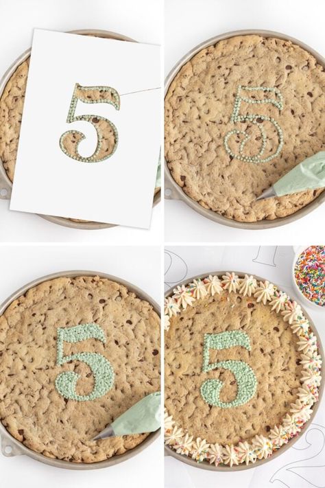 Wilton Number Cake Pan, Homemade Cookie Cake Birthday, 40th Birthday Cookie Cake, Cookie Cake Frosting Designs, How To Decorate A Cookie Cake, Square Cookie Cake Decorating Ideas, Rectangle Cookie Cake, Cookie Cake Ideas Birthday, Cute Cookie Cake Designs Birthday